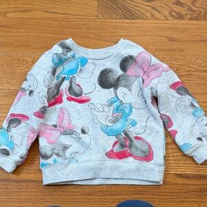 Disney Minnie Mouse Gray Sweatshirt with Pink and Blue